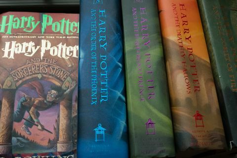 Hario Poterio knygų kolekcija pavaizduota Caitlin Moore namuose Vašingtone.