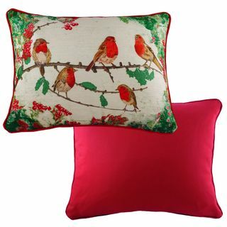 Kalėdų Robins stačiakampė pagalvėlė įvairiaspalvė