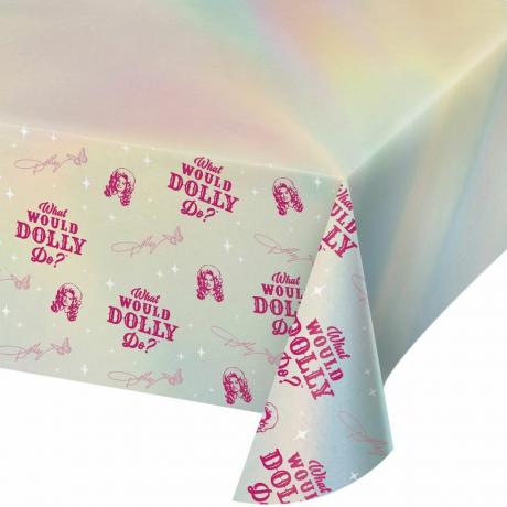 Dolly Parton Ką Dolly padarytų vaivorykštės folijos staltiesė