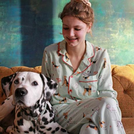 Poppy Dog Print Tencel pižamų rinkinys