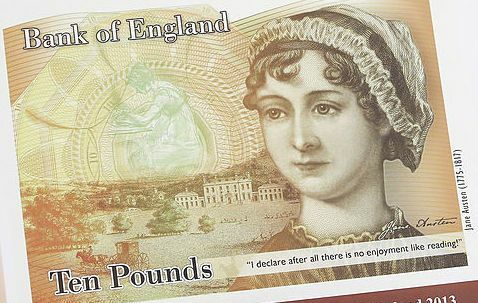 Jane Austen ant naujojo dešimties svarų užrašo - 10 svarų sterlingų