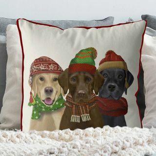 Žieminiai labradorai, kalėdinė pagalvėlė