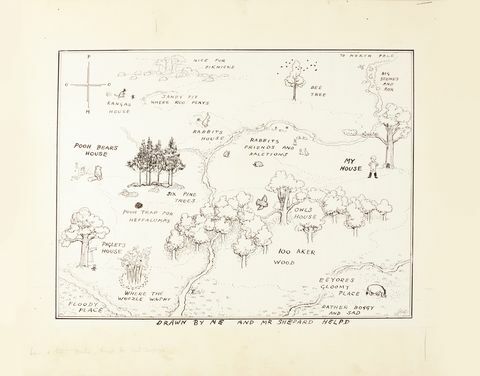 E.H Shepard_ Originalus „The Hundred Acre Wood“ žemėlapis - „Sotheby’s“