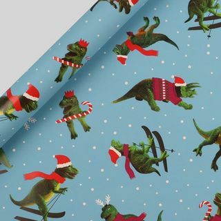 Slidinėjimo dinozaurai Kalėdinis vyniojamasis popierius 