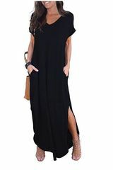 Moteriška kasdieninė ilga suknelė juoda