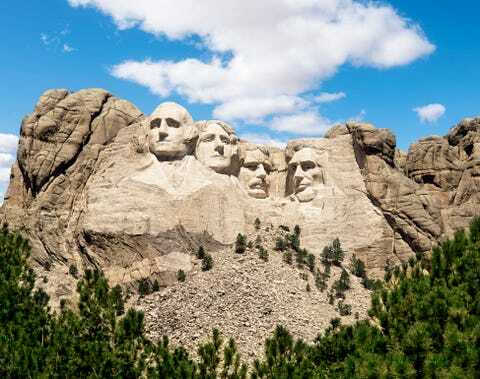 Mount rushmore paminklas po mėlynu dangumi, Pietų Dakota, Jungtinės Valstijos